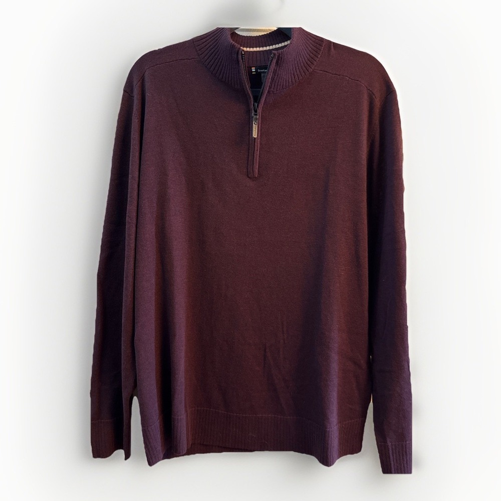 Smartwool Quarter Zio Sweater‎ Burgundy Men's  XL Wool Blend Cozy Lodge 1/4 Zip
